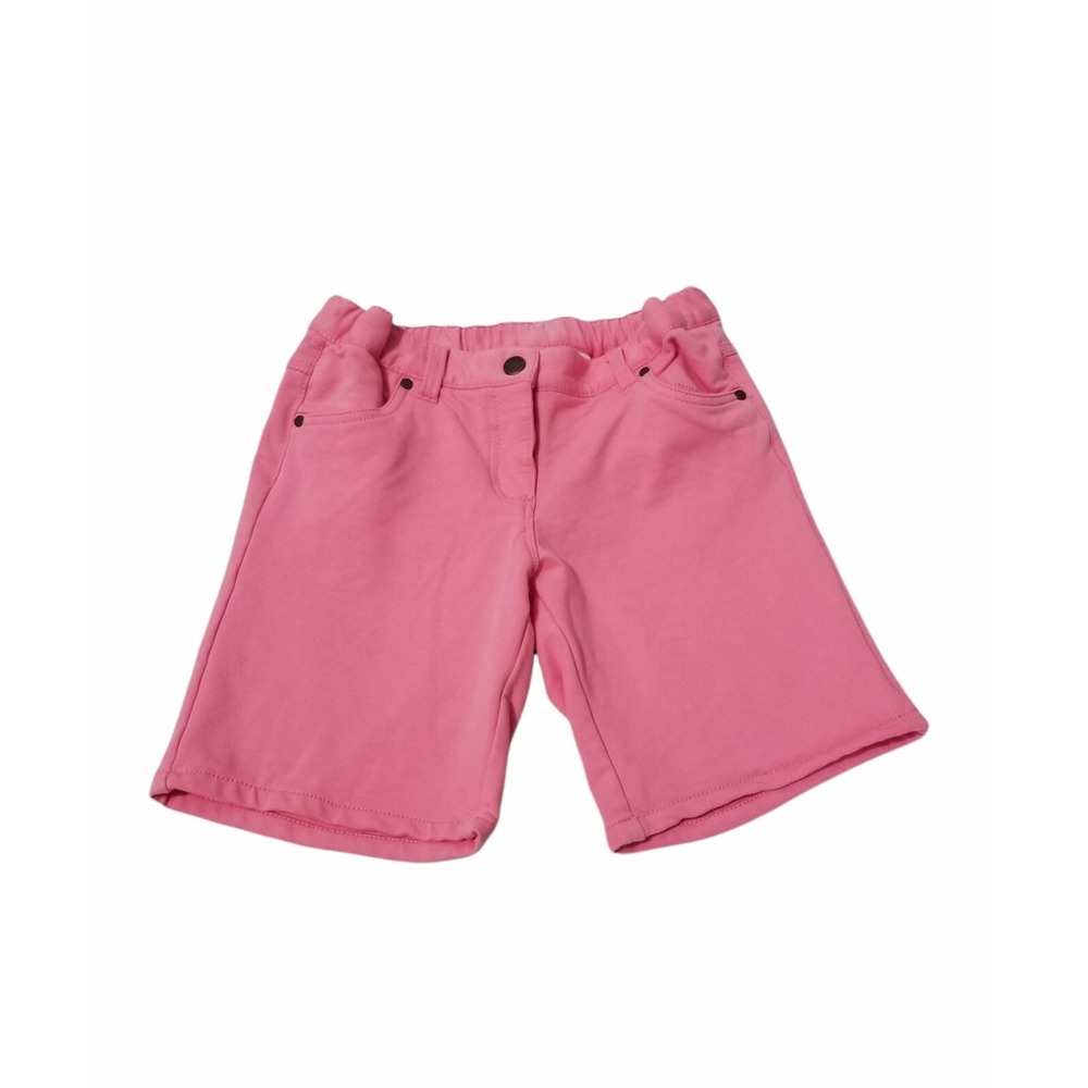 Hanna Andersson Girls 8 Pink Shorts 130 Pockets Adjustable Waist Cotton Summer